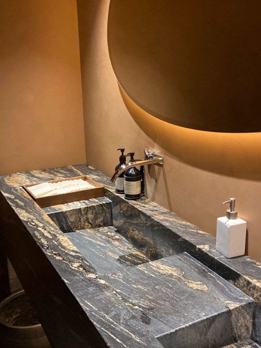 天然石材洗手台——大理石檯面+盆一體