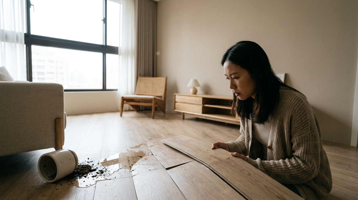 看到地板膨脹的困擾屋主
