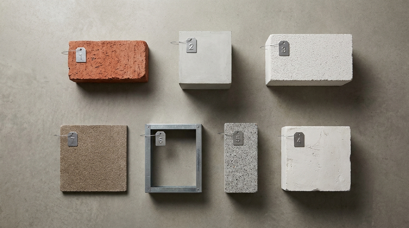 7 種輕隔間材料 flat-lay